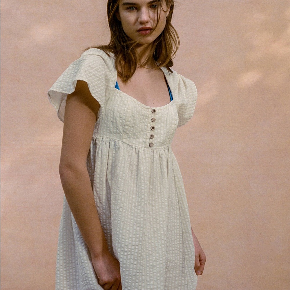 White Button-Front Dress - Picture 2 of 9